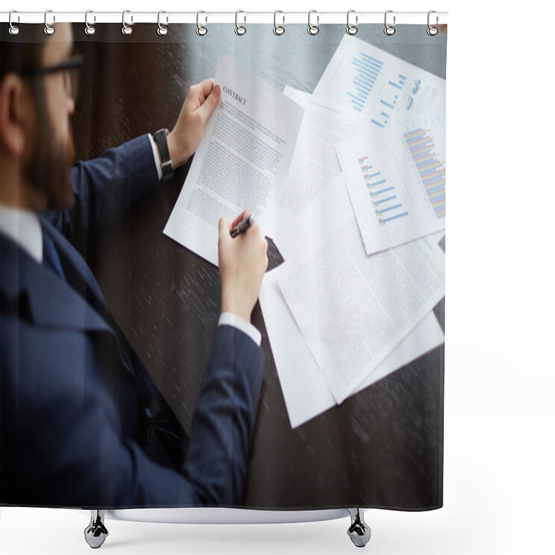 Personality  Businessman Hands Signing Contract Shower Curtains