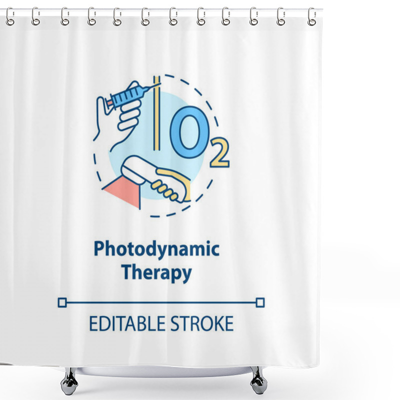 Personality  Photodynamic Therapy Concept Icon. Phototherapy. Destroying Abnormal Cells With Light. Photosensitizers. PDT Idea Thin Line Illustration. Vector Isolated Outline RGB Color Drawing. Editable Stroke Shower Curtains