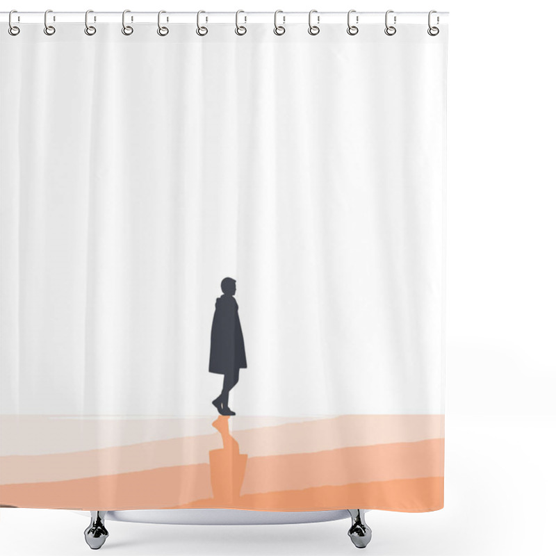 Personality   Person Walking On A Foggy Morning Flat Vector Shower Curtains