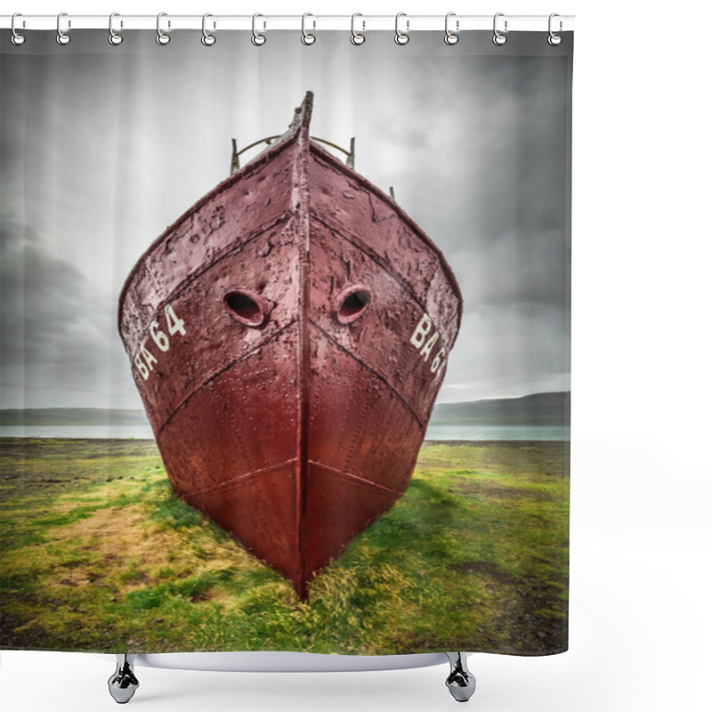 Personality  Shipwreck On The Shore In Iceland Shower Curtains