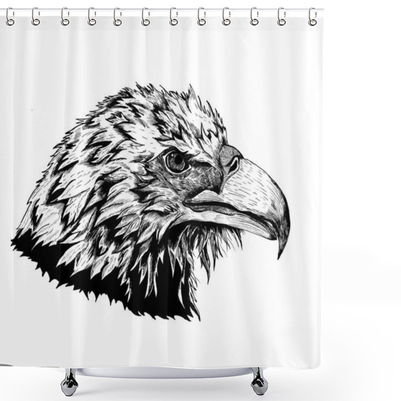 Personality  Eagle Drawing Illustration, Black Drawing Shower Curtains