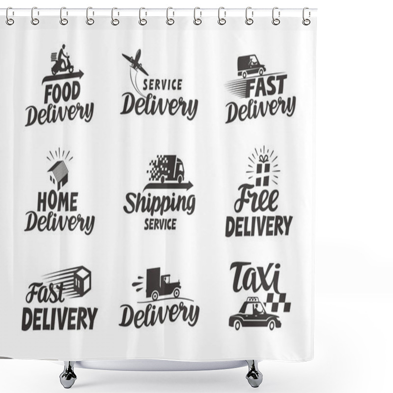 Personality  Delivery, Shipping Set Icons. Vector Illustration Shower Curtains