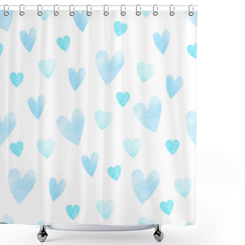 Personality  Blue Heart Pattern Shower Curtains