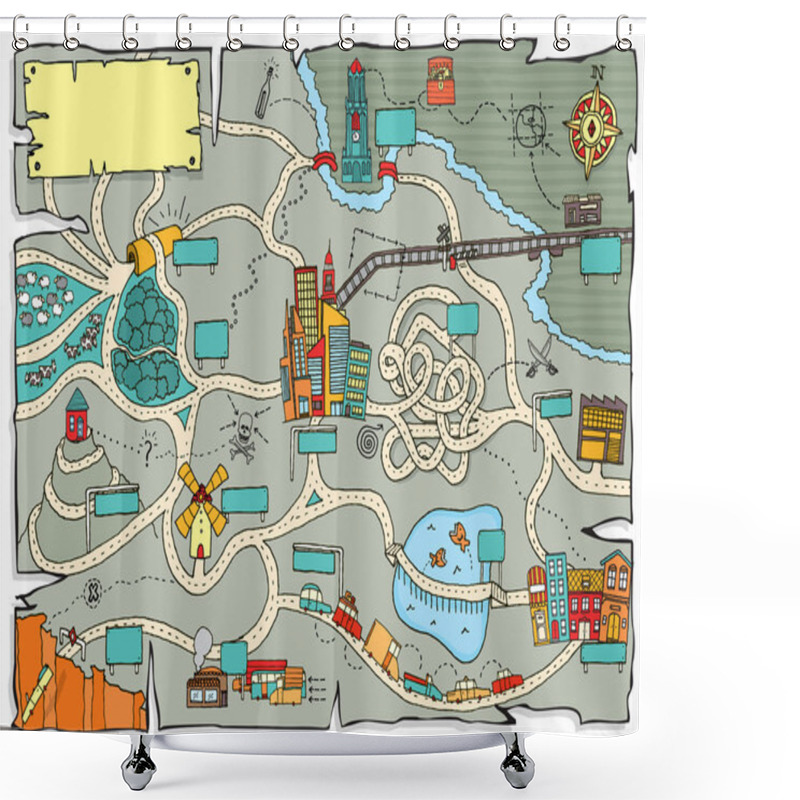 Personality  Funny Treasure Map Shower Curtains