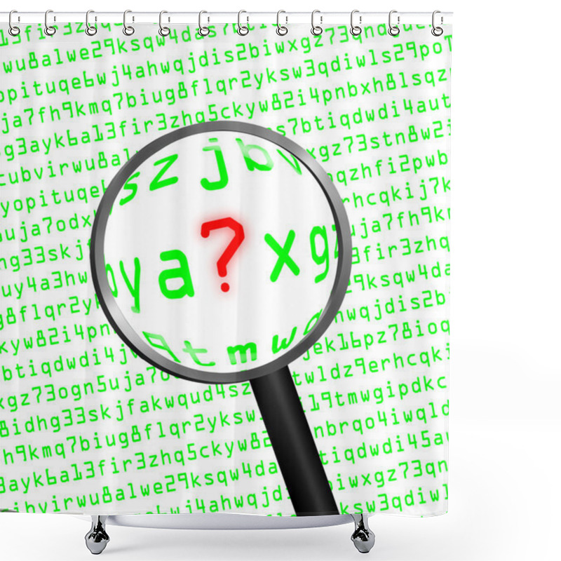 Personality  Question Mark Revealed In Computer Code Through A Magnifying Gla Shower Curtains