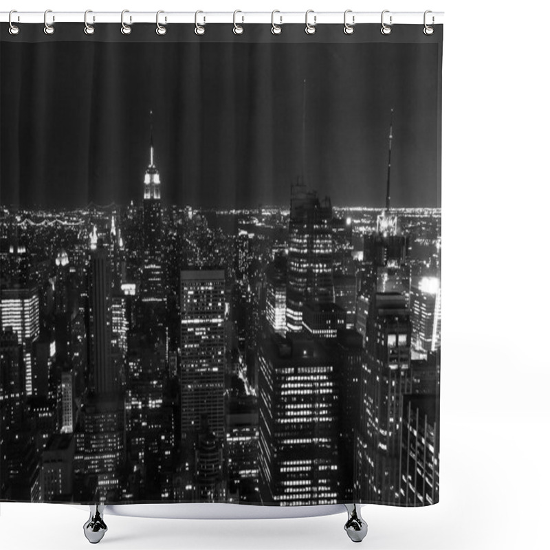 Personality  Midtown Manhattan At Night In Black And White Shower Curtains