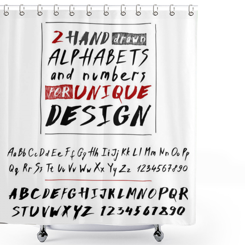 Personality  Hand Drawn Two Fonts On White Shower Curtains