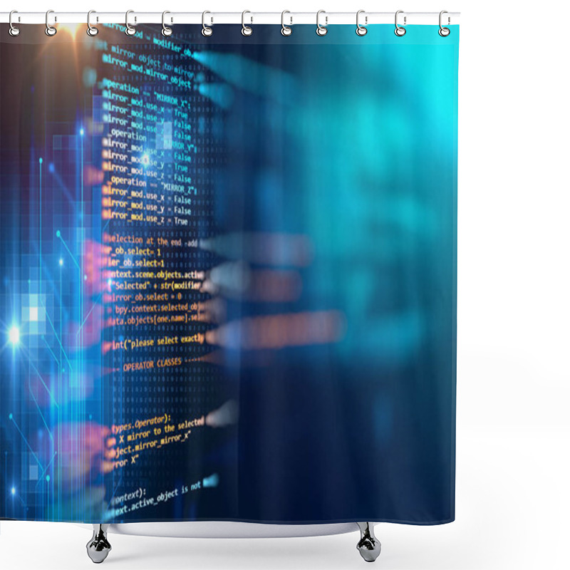 Personality  Programming Code Abstract Technology Background Of Software Deve Shower Curtains