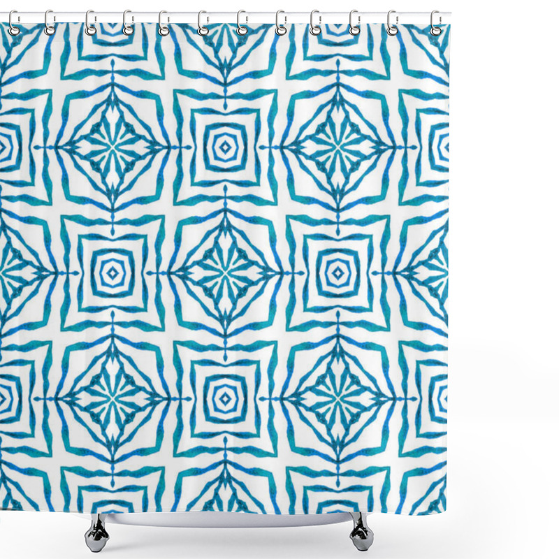 Personality  Repeating Striped Hand Drawn Border. Blue  Shower Curtains