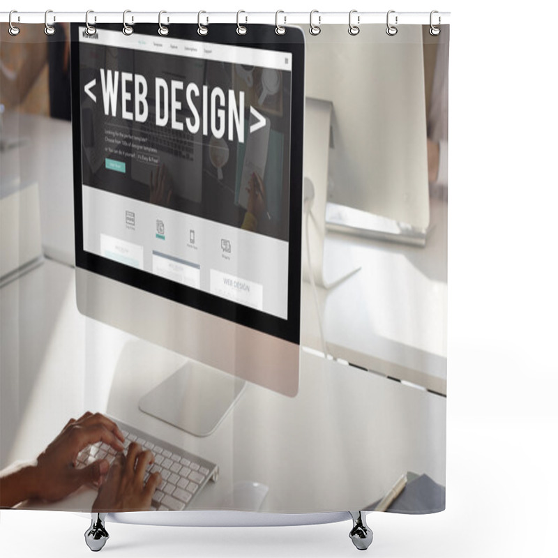 Personality  Computer With Web Design On Monitor Shower Curtains