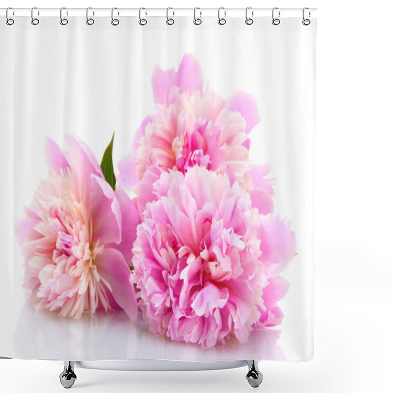 Personality  Pink Peonies Flowers Isolated On White Shower Curtains