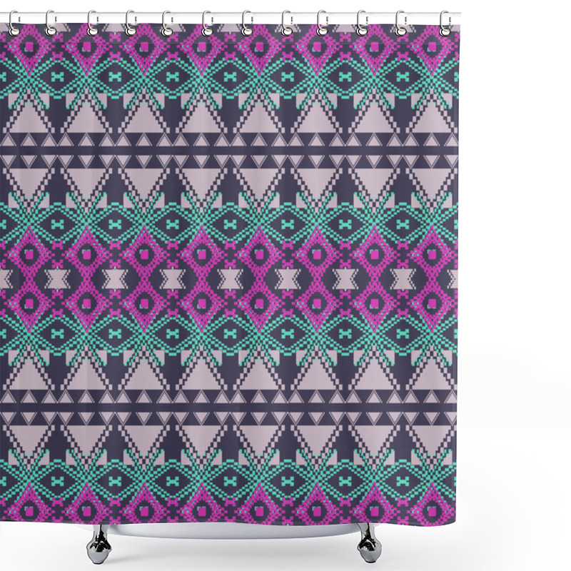 Personality  Vector Seamless Texture. Ethnic Tribal Geometric Pattern. Aztec Ornamental Style Shower Curtains