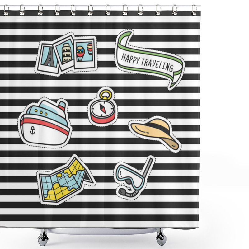 Personality  Cute Cartoon Patch Collection Shower Curtains