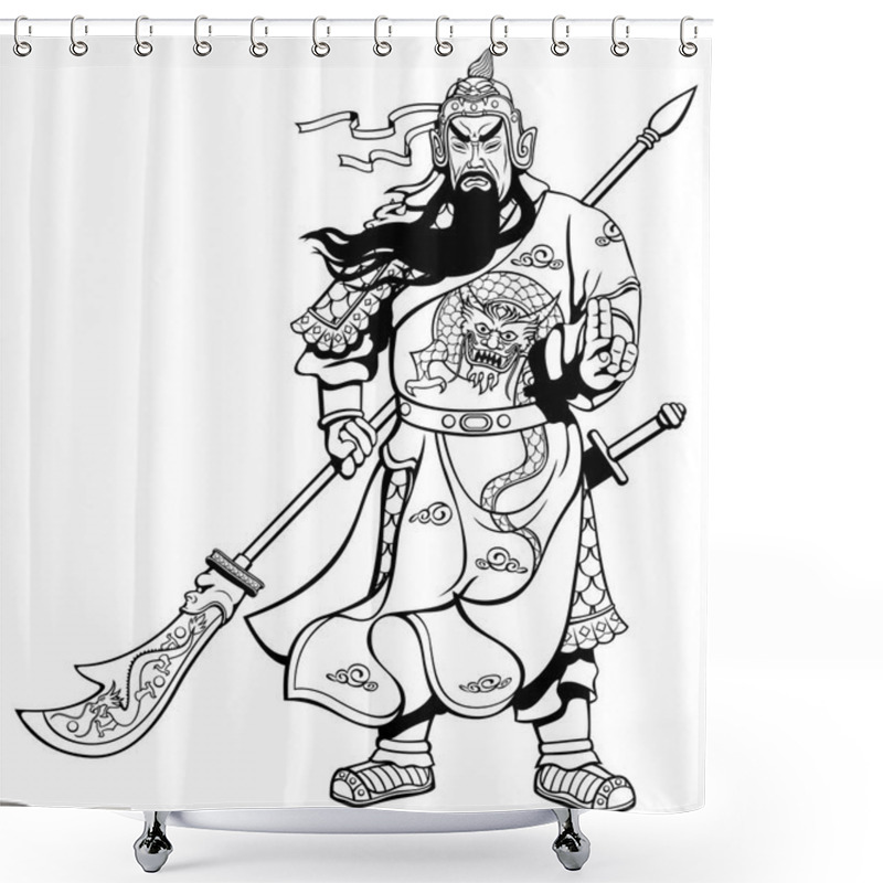 Personality  Chinese Warrior 2 Line Art Shower Curtains