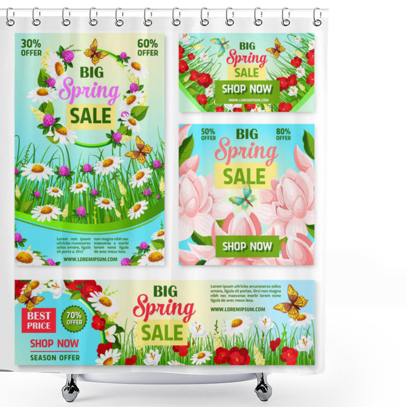 Personality  Spring Sale Best Price Offer Banner With Flowers Shower Curtains