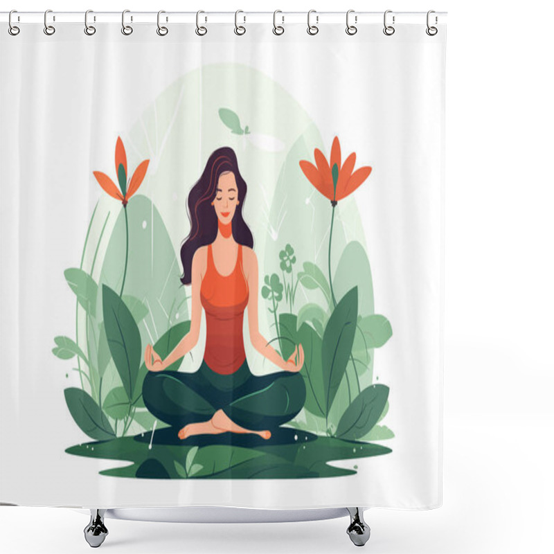 Personality  Beautiful Girl Doing Yoga Illustration, International Yoga Day, Yoga Day Banner, Yoga Day Background Shower Curtains