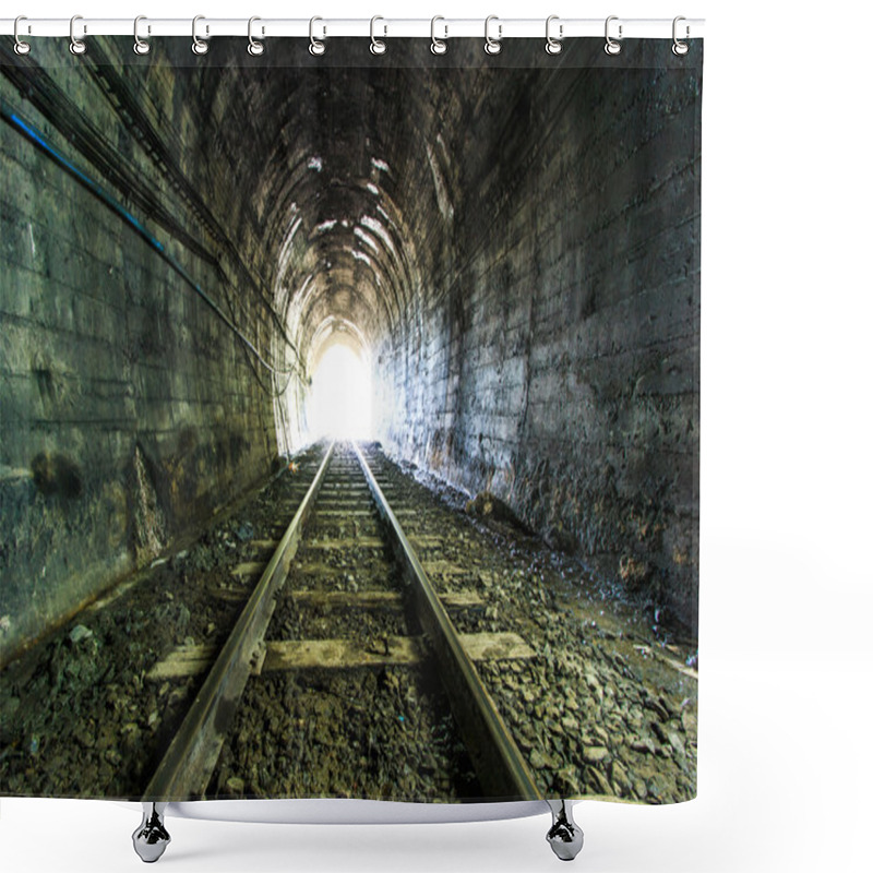 Personality  Light At The End Of Railroad Tunnel Shower Curtains