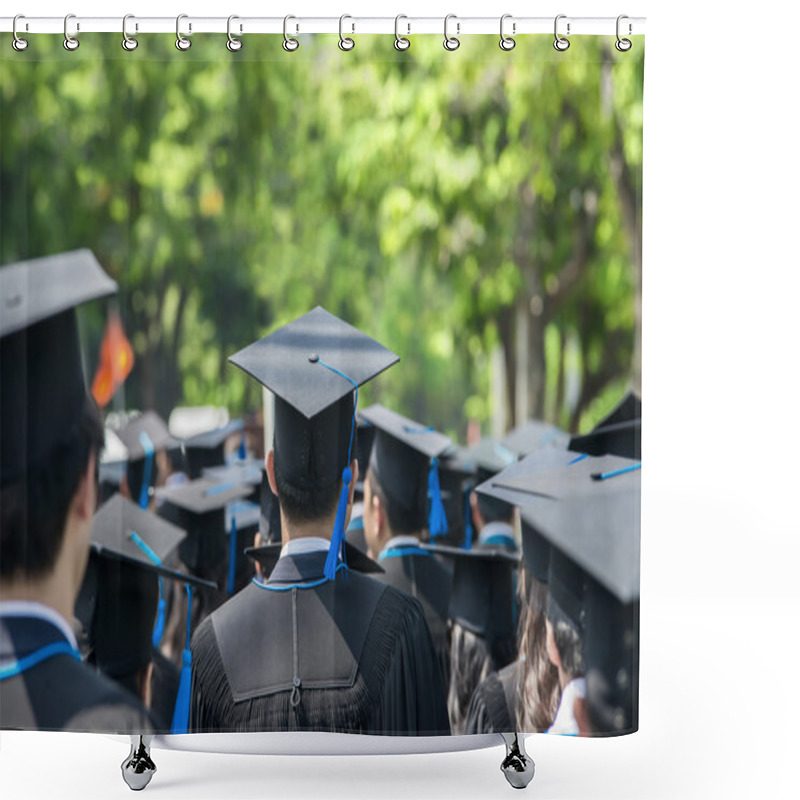 Personality  Back Of Graduates During Commencement At University Shower Curtains