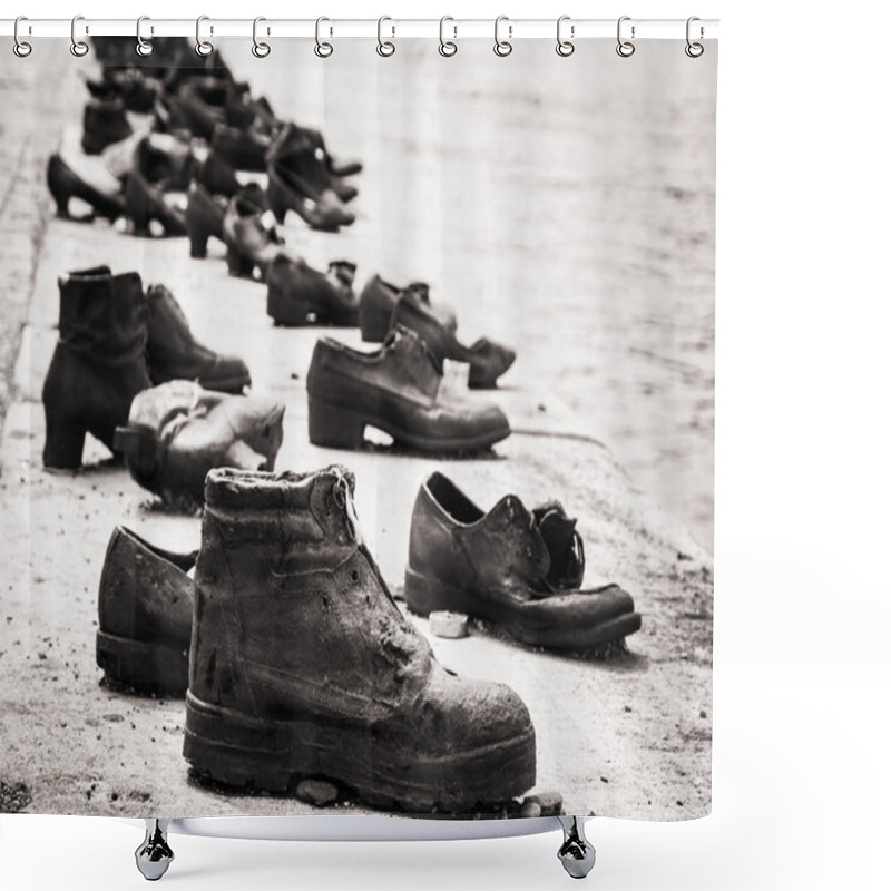 Personality  Shoes On The Danube Bank Is A Memorial In Budapest Shower Curtains