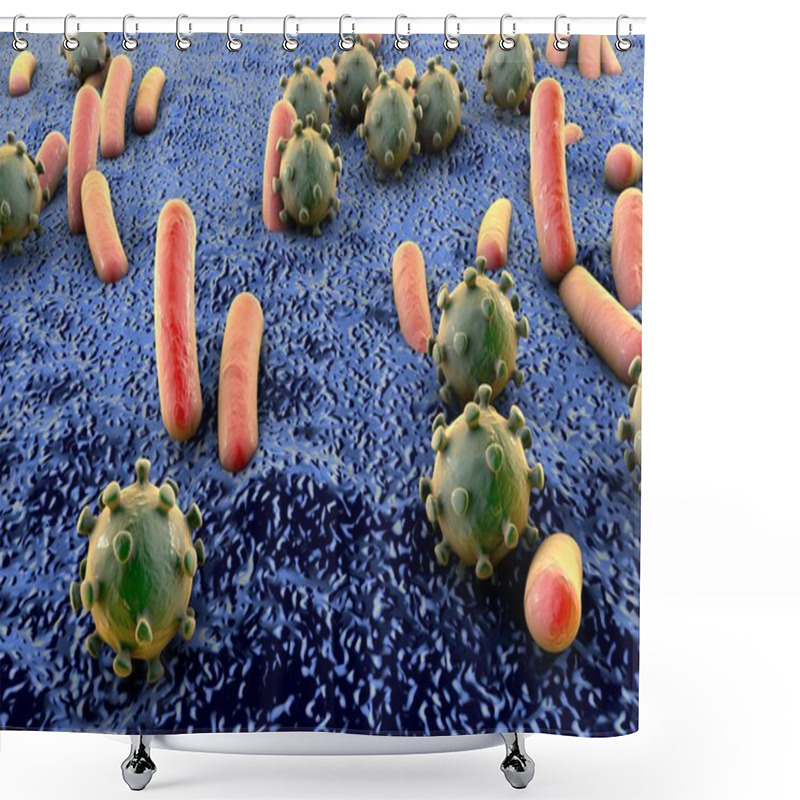 Personality  Bacteria And Viruses Illustration Shower Curtains