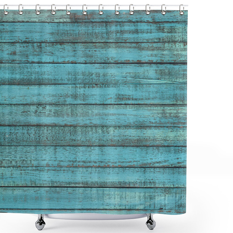 Personality  Textured Blue Rustic Wooden Background Shower Curtains