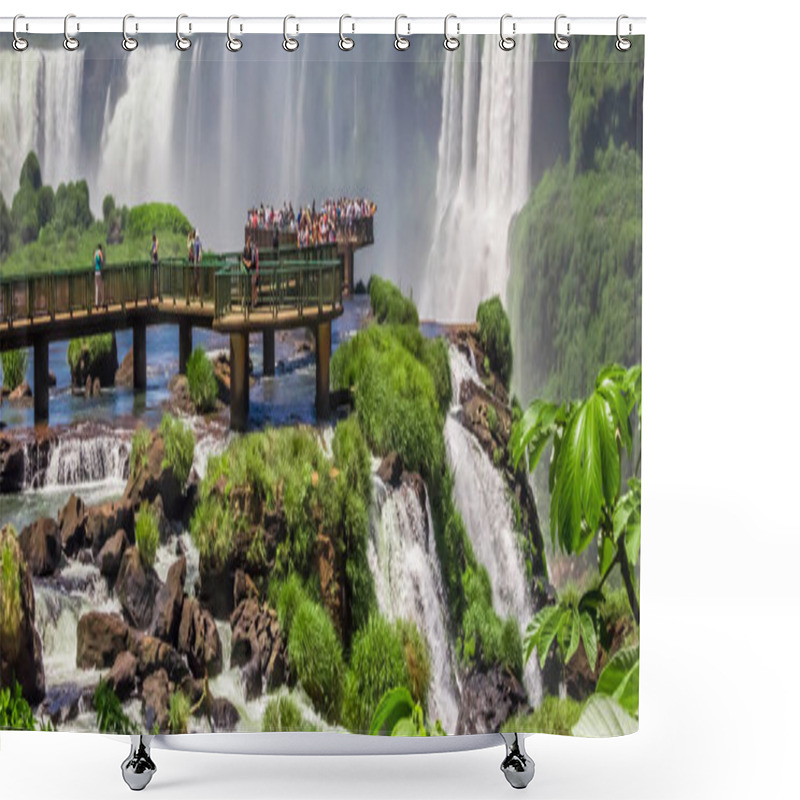 Personality  Tourists Viewing The Waterfalls On The Platform In Iguazu National Park, Argentina Shower Curtains