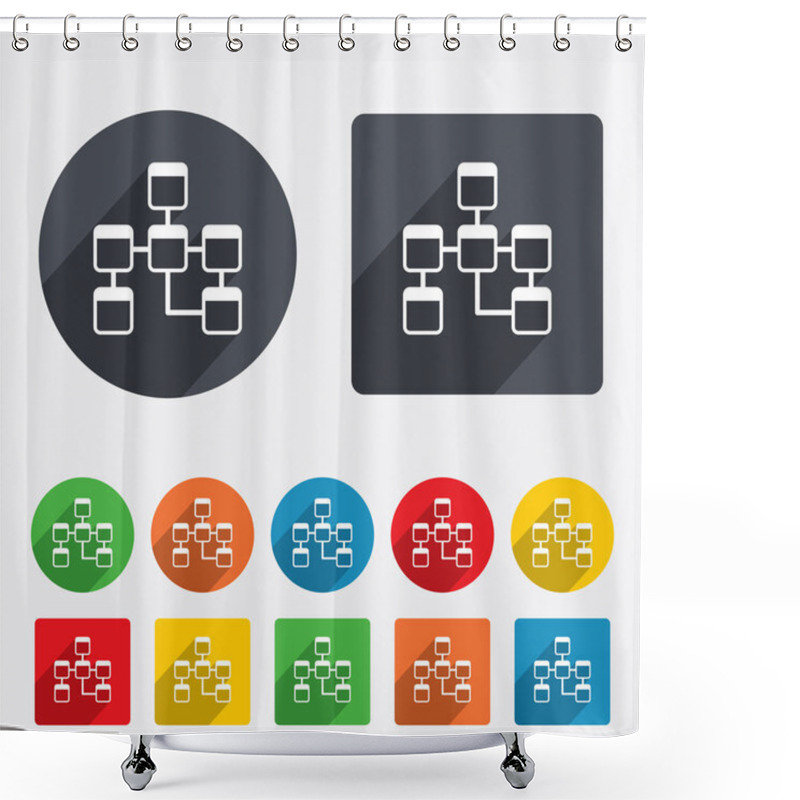 Personality  Database Sign Icon. Relational Database Schema. Shower Curtains