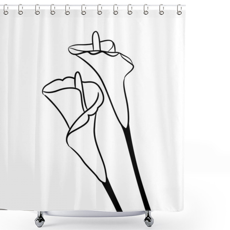 Personality  Black Silhouettes Of Calla Lilies Shower Curtains