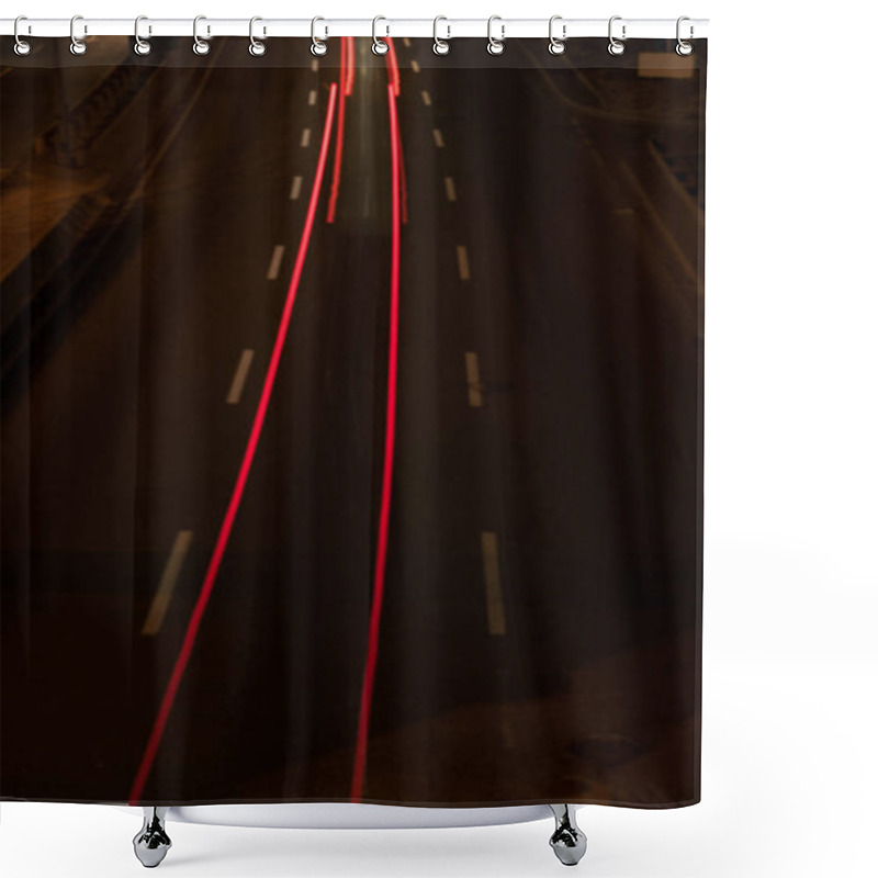 Personality  Long Exposure Of Road And Lights At Night Shower Curtains