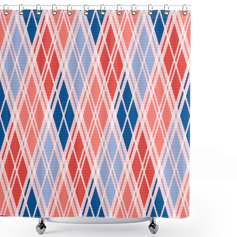 Personality  Rhombic Seamless Pattern In Red An Blue Trendy Hues Shower Curtains