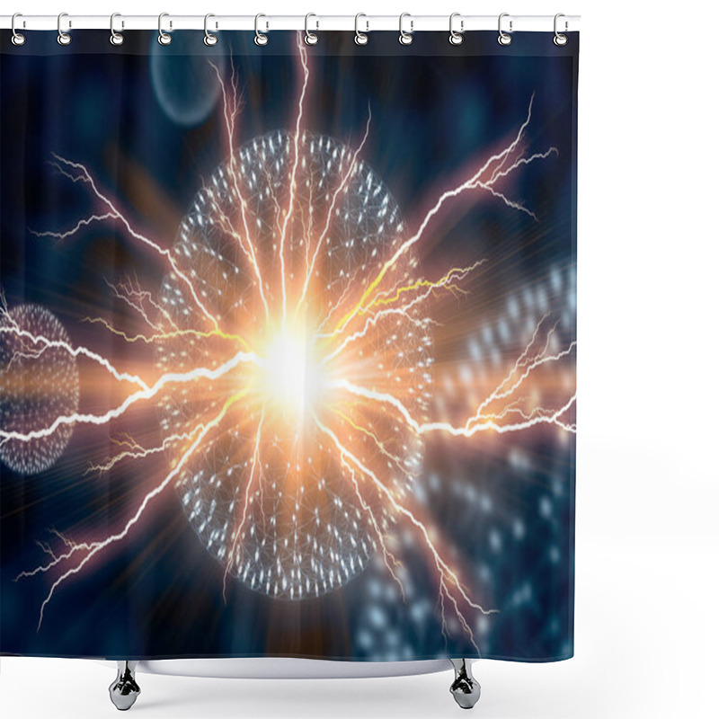 Personality  CG Model Electricity Nucleus Atom Nuclear Explode Bomb Emit X-ray Radiation Magnetic Fields Nuclear Physics Science. Shower Curtains