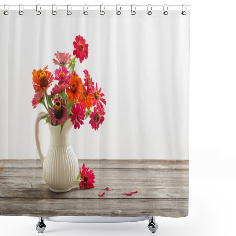 Personality  Bouquet Of Zinnia Flowers Shower Curtains