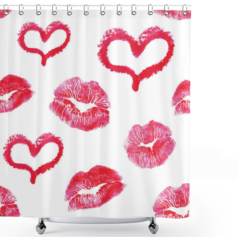 Personality  Seamless Pattern - Red Lips Kisses Prints Background Shower Curtains