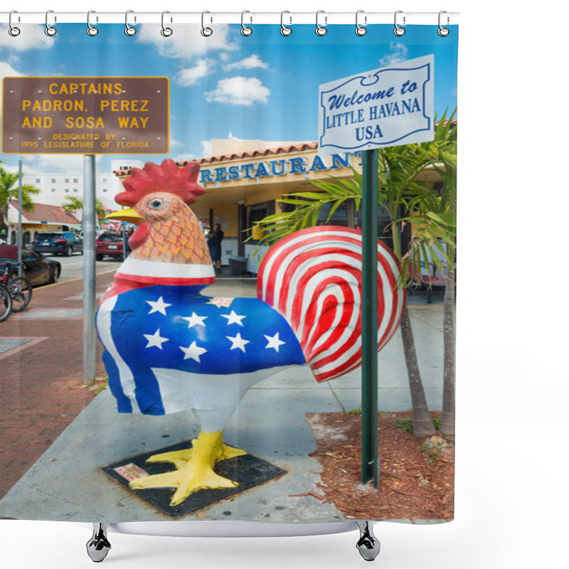 Personality  Symbolic Rooster Sculpture In Little Havana, Miami Shower Curtains