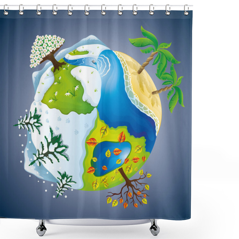 Personality  Nature Illustration. Seasons. Shower Curtains