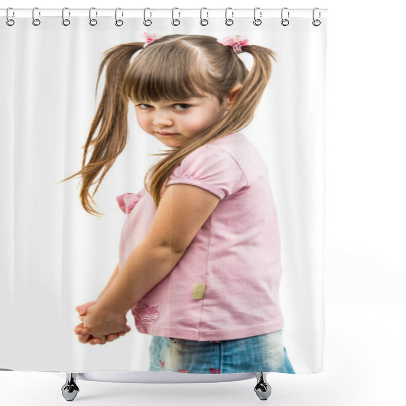 Personality  Portrait Of A Little Offended Girl  Shower Curtains