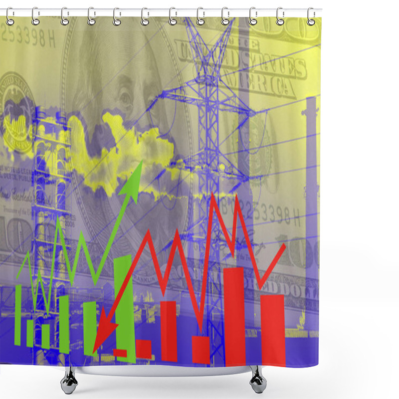 Personality  Industrial Collage With Graphs And Arrows . Shower Curtains