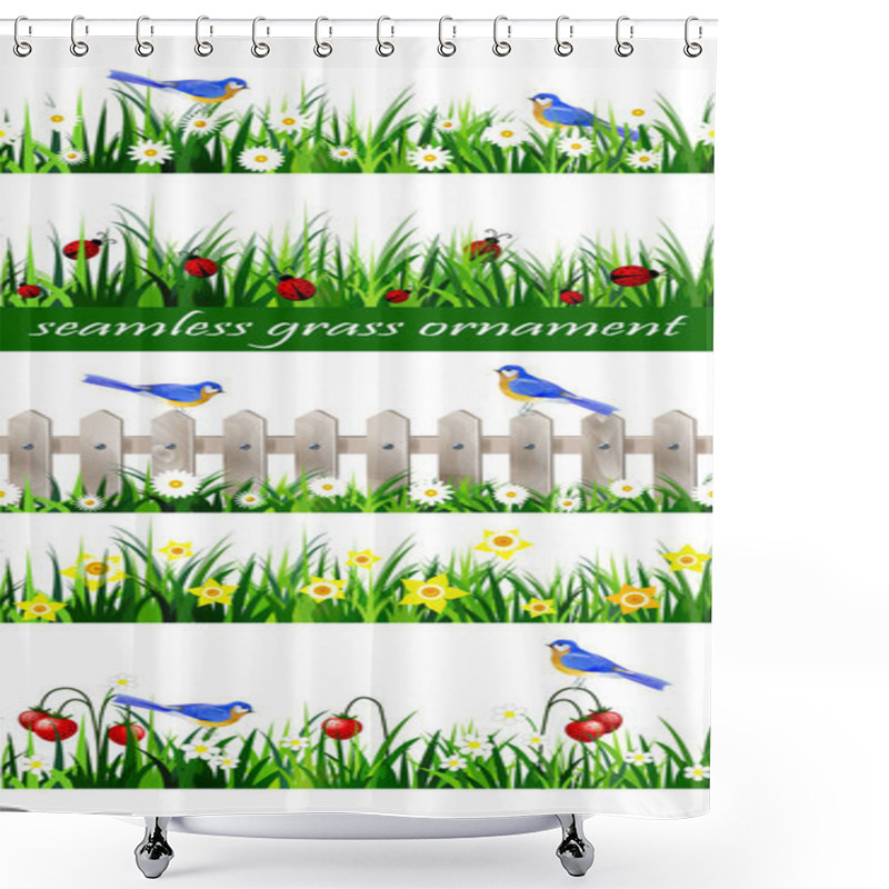 Personality  Green Grass Seamless Shower Curtains