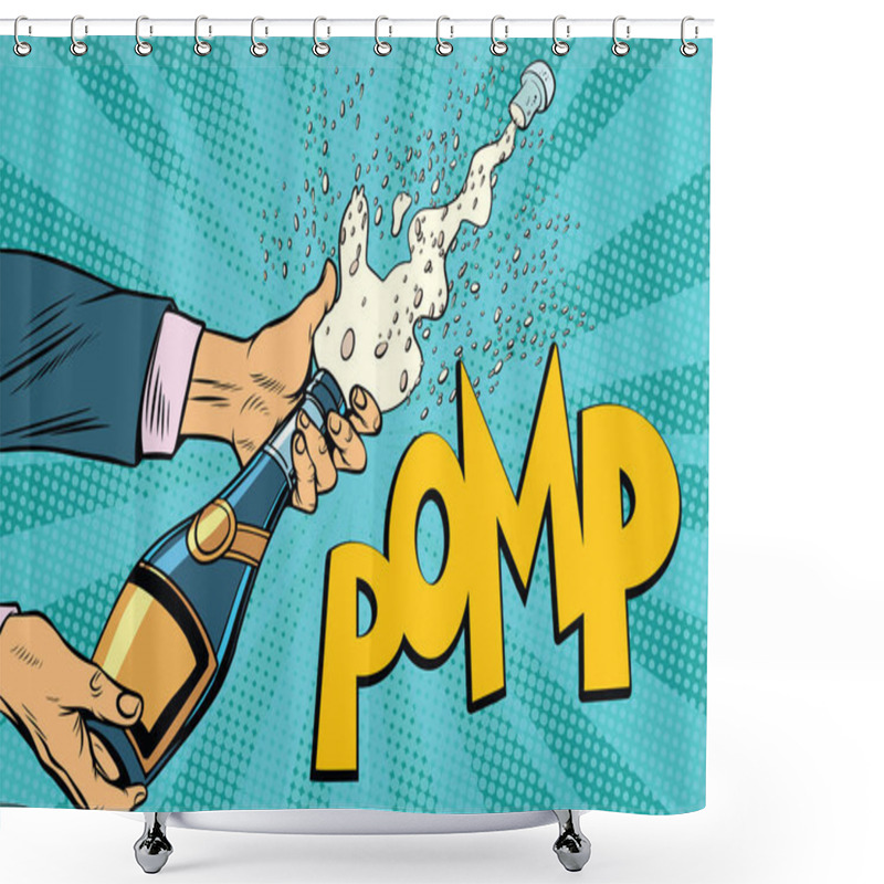 Personality  Opening Champagne Bottles Pop Art Shower Curtains