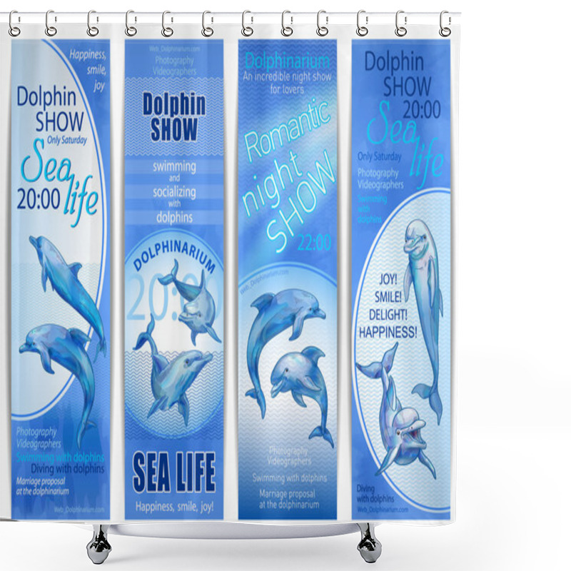 Personality  Blue Cards With Dolphins Shower Curtains