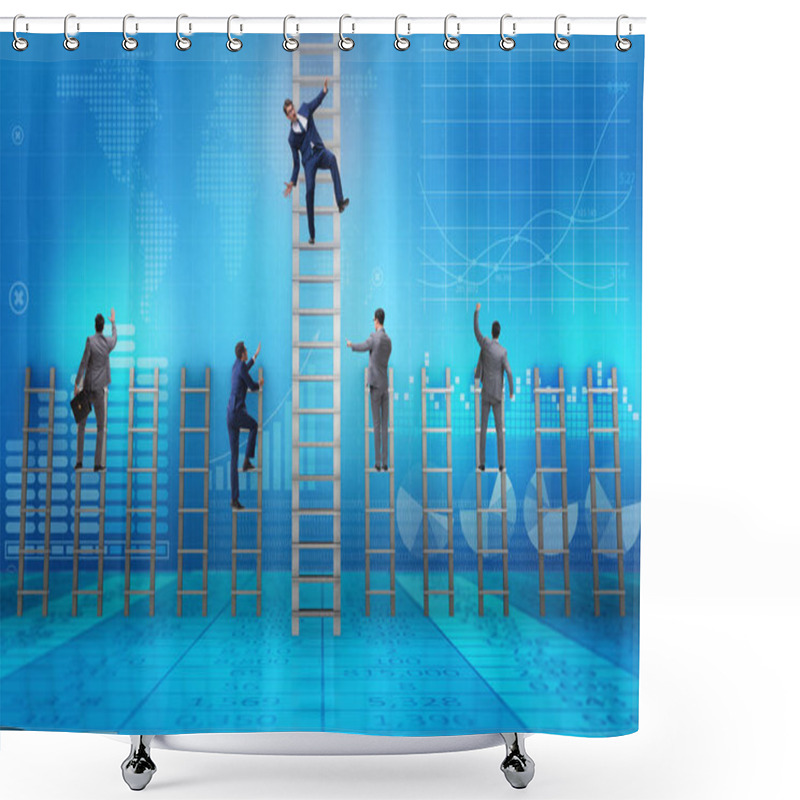 Personality  Employee Being Fired And Falling From Career Ladder Shower Curtains