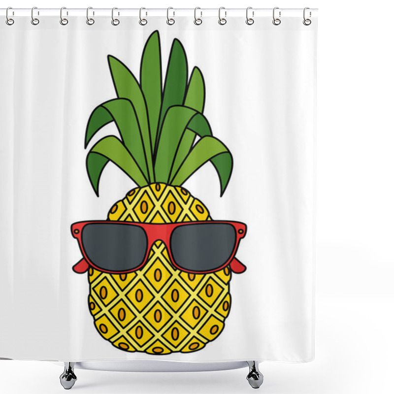 Personality  Summer Fresh Fruit Pineapple With Sunglasses Character Shower Curtains