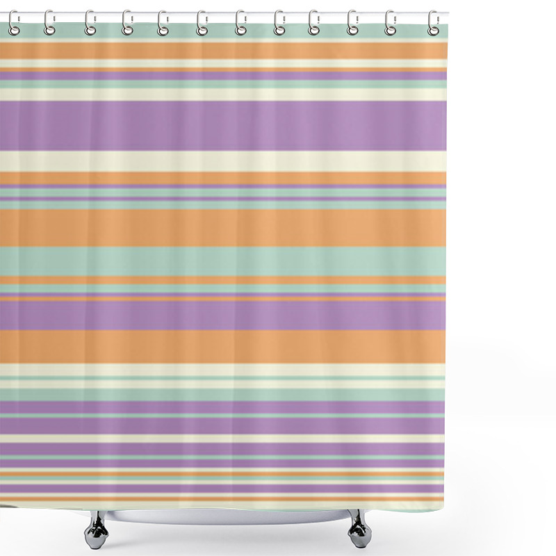 Personality  Geometric Stripes Seamless Vector Pattern With Horizontal Lines In Varied Colours, Creating An Abstract Background. Ideal For Textile Design, Wallpaper, Graphic Print. Shower Curtains