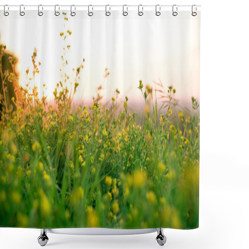 Personality  Beautiful Green Meadow At Sunrise Shower Curtains