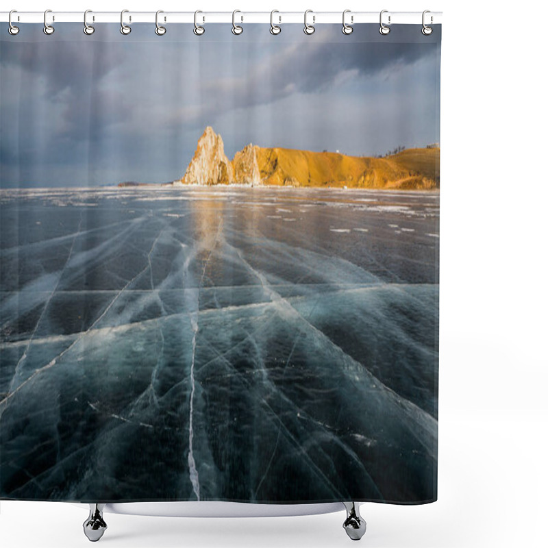 Personality  Frozen River And Mountains Shower Curtains