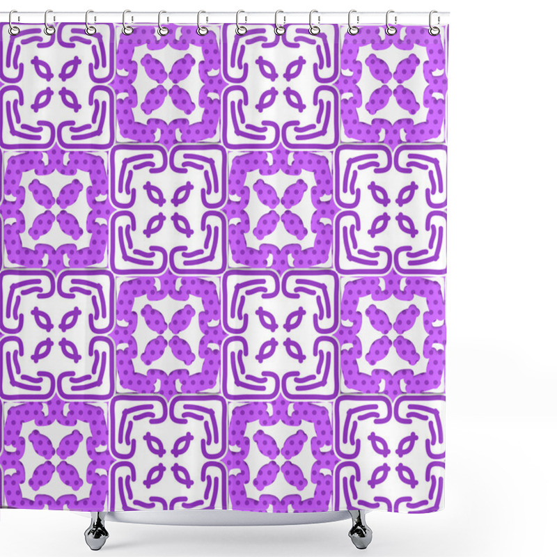 Personality  Geometrical Deep Purple Ornament With Texture Shower Curtains