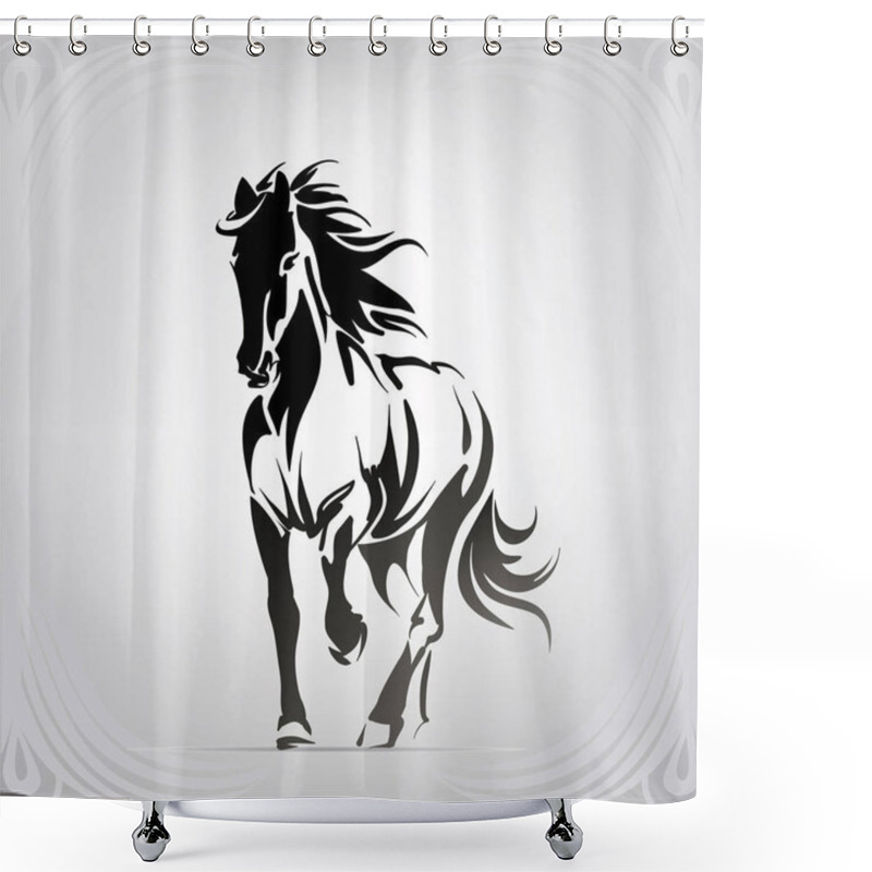 Personality  Silhouette Of The Running Horse Shower Curtains