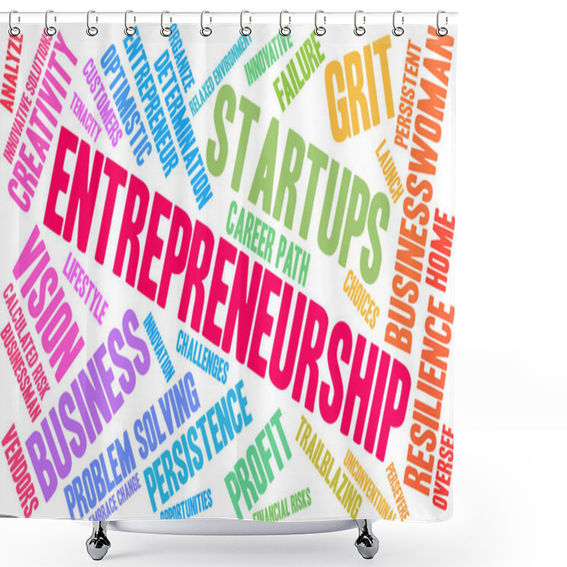 Personality  Entrepreneurship Word Cloud On A White Background.  Shower Curtains