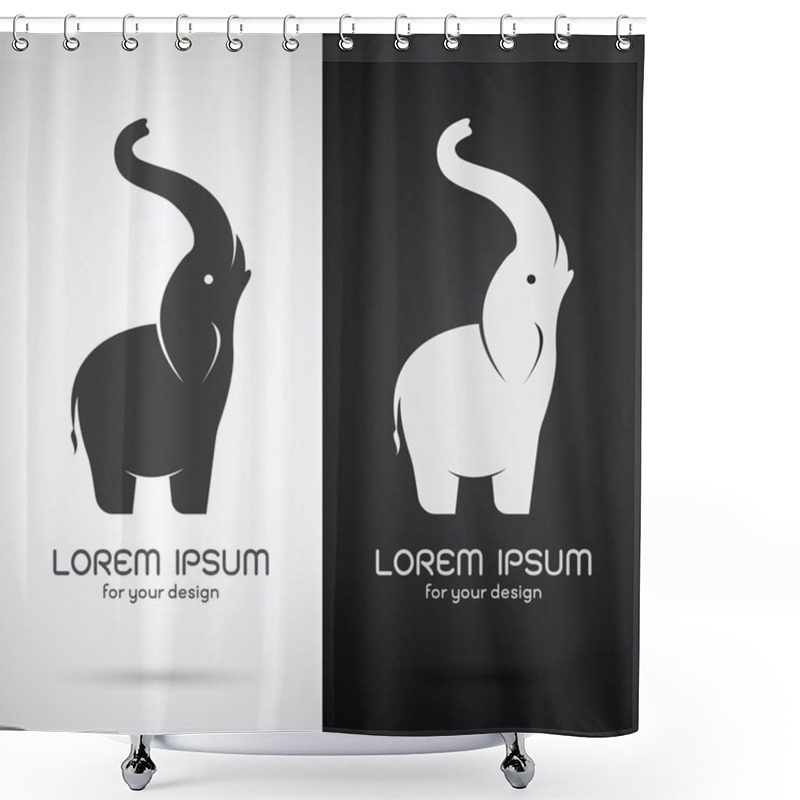 Personality  Vector Image Of An Elephant Design On White Background And Black Shower Curtains