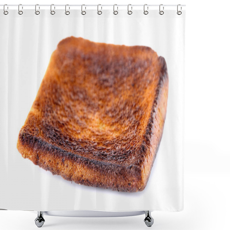 Personality  Burnt Toast Bread Isolated On White Background Shower Curtains